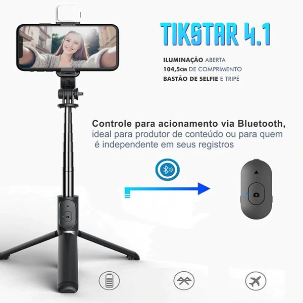 TIKSTAR™ 4.1 BASTÃO DE SELFIE TRIPÉ BLUETOOTH [FRETE GRÁTIS]