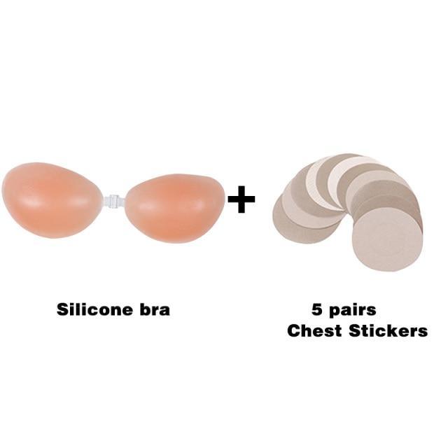 Sutiã de silicone invisível push up sexy sem alças sutiã stealth adesivo backless - ImpactStor