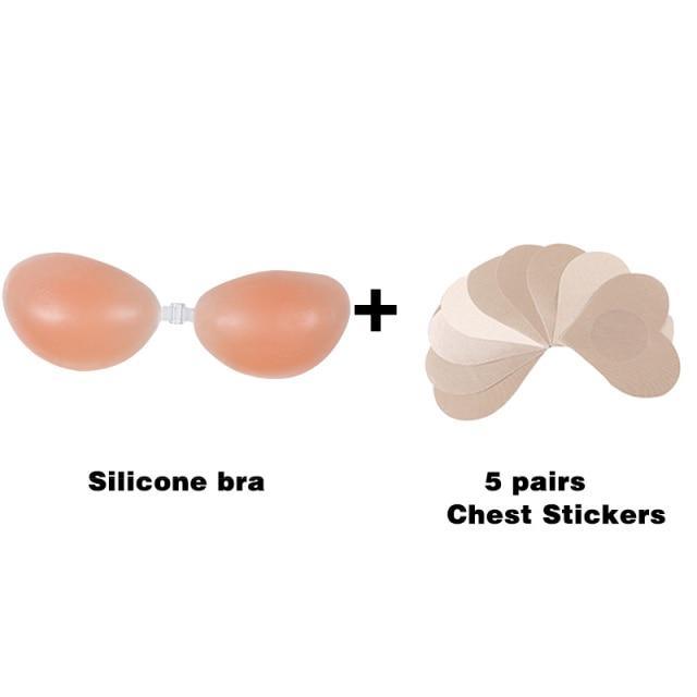 Sutiã de silicone invisível push up sexy sem alças sutiã stealth adesivo backless - ImpactStor