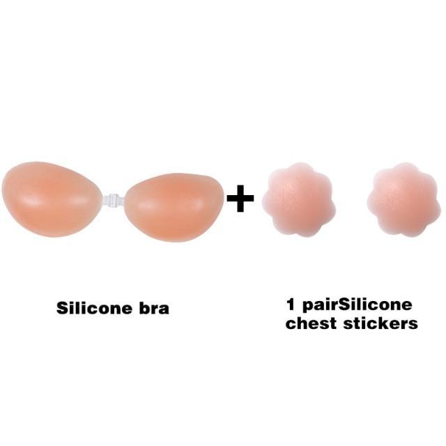 Sutiã de silicone invisível push up sexy sem alças sutiã stealth adesivo backless - ImpactStor